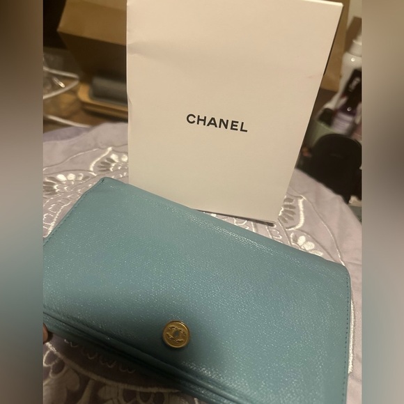 Chanel Blue long Wallet With Unbranded Chain and box - Picture 4 of 14